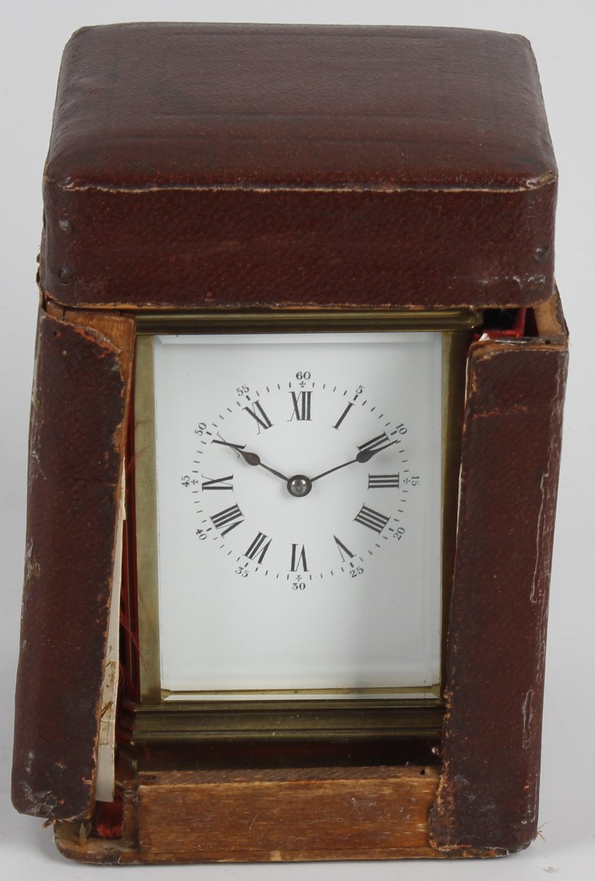 A French brass-cased carriage clockRichard & Cie. The 2.75-inch white dial with Roman hours and - Image 6 of 6