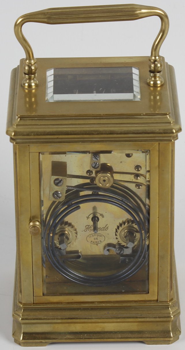 A French brass-cased carriage clockRichard & Cie. The 2.75-inch white dial with Roman hours and - Image 3 of 6