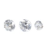 A selection of brilliant-cut diamonds. Total weight 0.60ct, approximate size range 0.14 to 0.01ct.