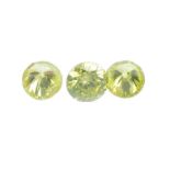 A selection of brilliant-cut coloured treated 'yellow' diamonds, total weight 1.32cts. Approximate