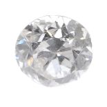 A brilliant-cut diamond weighing 0.29ct. Estimated I-J colour, SI2-P1 clarity, diamond has a chip to