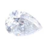 A pear-shape diamond, weighing 1.02cts. Accompanied by report number US 47587605D dated 30th