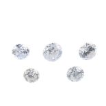 Five brilliant-cut diamonds. Total weight 0.71ct, approximate size range 0.15 to 0.09ct. Estimated