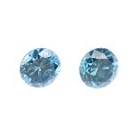 Three brilliant-cut colour treated 'blue' diamonds, weighing 0.64, 0.28 and 0.27ct. Estimated SI-