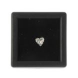 A heart-shape diamond, weighing 0.23ct. Accompanied by mini report number 1166749449, from the