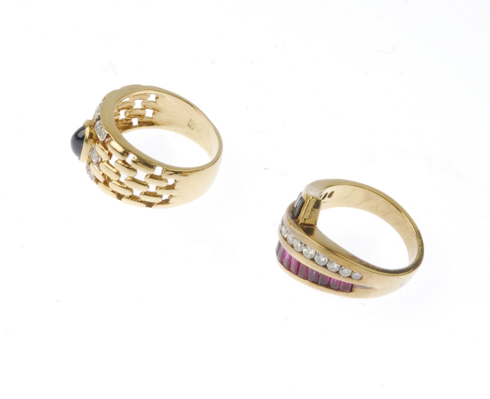 (117589) Two gem-set rings. The first designed as a brilliant-cut diamond curved line to the - Image 3 of 3