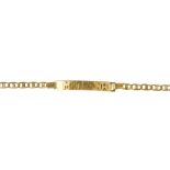 (127427) A bracelet. The personalised panel, to the fancy-link chain. Length 13.6cms. Weight 5.5gms.