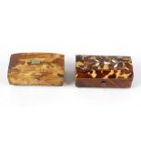 A Georgian tortoiseshell veneered miniature rectangular box, the domed hinged cover with shell and