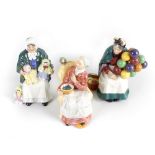 A group of five Royal Doulton figures, comprising 'The Rag Doll Seller' HN2944, 'The Old Balloon