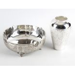 A selection of continental silver, silver plate and metal items, to include a circular bowl having