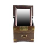 A Chinese folding mirror box, of rectangular form, the hinged top opening outward to reveal a