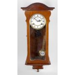 A reproduction wall hanging Vienna style clock, within stained wooden case (a/f), and a modern