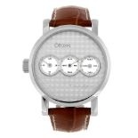 OTIUM - a gentleman's Trigulateur wrist watch. Stainless steel case with exhibition case back.