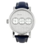 OTIUM - a gentleman's Trigulateur wrist watch. Stainless steel case with exhibition case back.