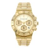BULGARI - a gentleman's Diagono chronograph bracelet watch. 18ct yellow gold case. Reference CH 35
