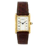 CARTIER - a Must De Cartier Tank wrist watch. Gold plated silver case. Reference 70005, serial