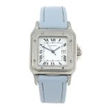 CARTIER - a Santos wrist watch. Stainless steel case. Numbered 296024288. Signed automatic movement.