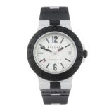 BULGARI - a gentleman's Diagono Aluminium wrist watch. Aluminium case with black rubber bezel.