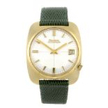 BULOVA - a gentleman's Accutron wrist watch. Yellow metal case, stamped 18k with poincon. Numbered