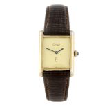 CARTIER - a Must De Cartier Tank wrist watch. Gold plated silver case. Numbered 6079135. Signed