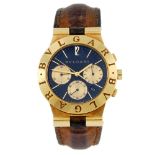 BULGARI - a gentleman's Diagono chronograph wrist watch. 18ct yellow gold case. Reference CH35G,