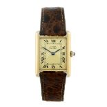 CARTIER - a Must de Cartier Tank wrist watch. Gold plated silver case. Numbered 37758 590005. Signed