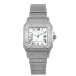 CARTIER - a Santos bracelet watch. Stainless steel case. Reference 1564, serial 181922LX. Signed