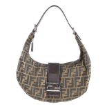 FENDI - a Zucca hobo handbag. Designed with maker's classic tobacco brown zucca canvas exterior