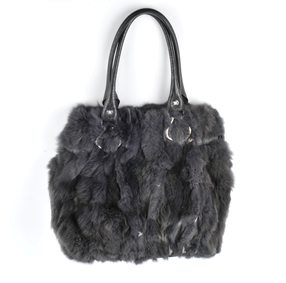 CELINE - a grey coney fur handbag. Featuring double long looping top handles, silver-tone - Image 4 of 6