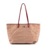 FENDI - a Zucca tote handbag. Designed with a cream canvas exterior, featuring maker's red zucca