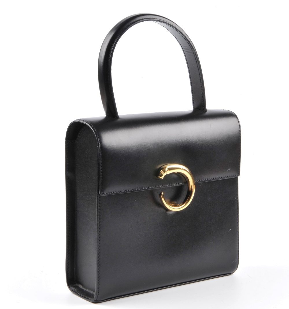 CARTIER - a black leather Panthere box bag. Designed with a smooth black leather exterior with a - Image 4 of 5