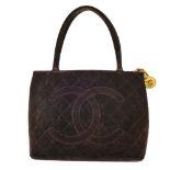 CHANEL - an early 90s quilted suede tote handbag. Featuring a brown suede, diamond quilted