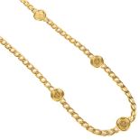 CHANEL - a chain belt. Featuring gold-tone circular CC logo coin terminals along a curb-link chain