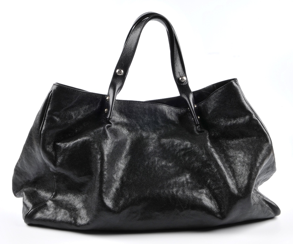 CHANEL - a black leather Pocket-in-the-City large tote handbag. Featuring a durable, soft glazed - Image 2 of 4