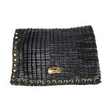 JIMMY CHOO - a Cristina pleated leather bag. The exterior designed with soft black leather