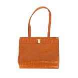 SALVATORE FERRAGAMO - a Vara tote handbag. Designed with a tan crocodile embossed leather