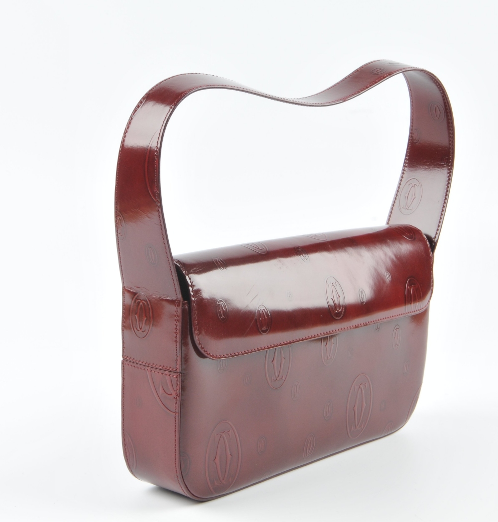 CARTIER - a Happy Birthday Bordeaux baguette handbag. Designed with a structured shape, featuring - Image 3 of 4