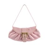 CELINE - a pink leather Pochette handbag. Designed with a thin leather shoulder strap, top flap