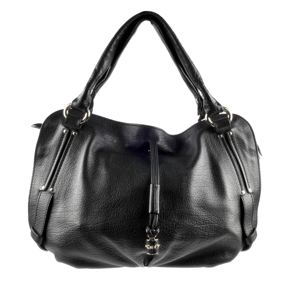 CELINE - a black leather Bittersweet hobo bag. Designed with a soft pebbled leather exterior,