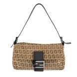 FENDI - a Zucca baguette handbag. Designed with maker's classic tobacco brown zucca canvas