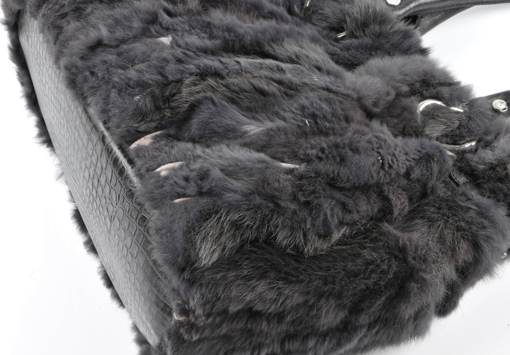 CELINE - a grey coney fur handbag. Featuring double long looping top handles, silver-tone - Image 3 of 6