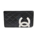 CHANEL - a Ligne Cambon long wallet. Featuring a black quilted lambskin leather exterior with