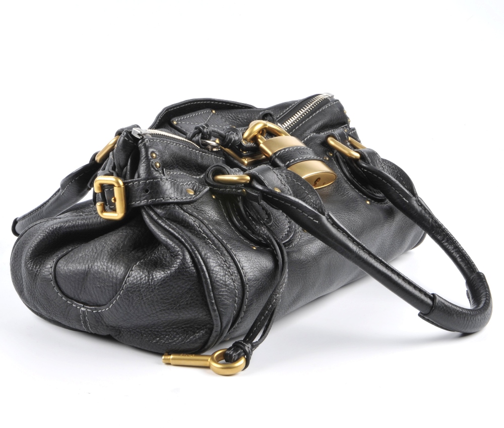 CHLOE - a black leather Paddington handbag. Featuring a black pebbled calfskin leather exterior with - Image 3 of 5