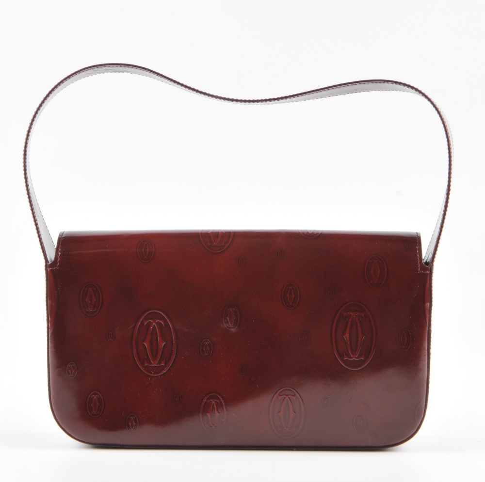 CARTIER - a Happy Birthday Bordeaux baguette handbag. Designed with a structured shape, featuring - Image 2 of 4