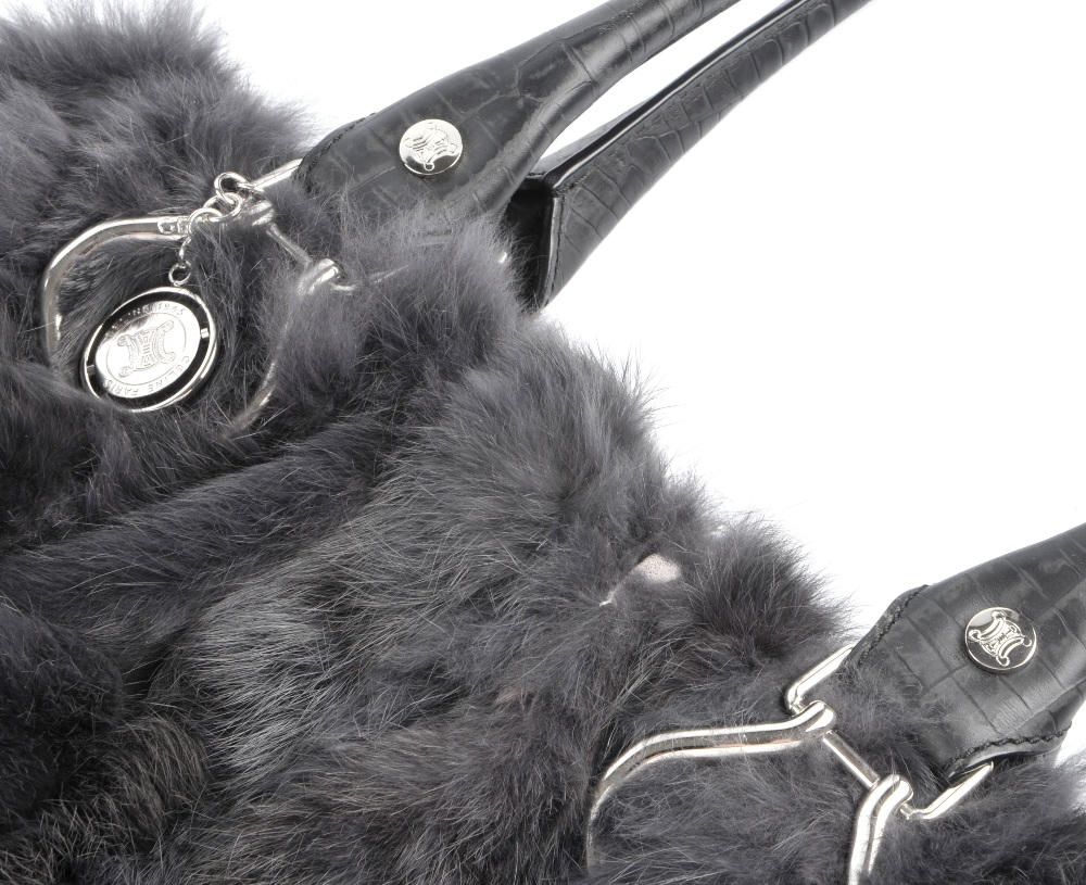 CELINE - a grey coney fur handbag. Featuring double long looping top handles, silver-tone - Image 6 of 6