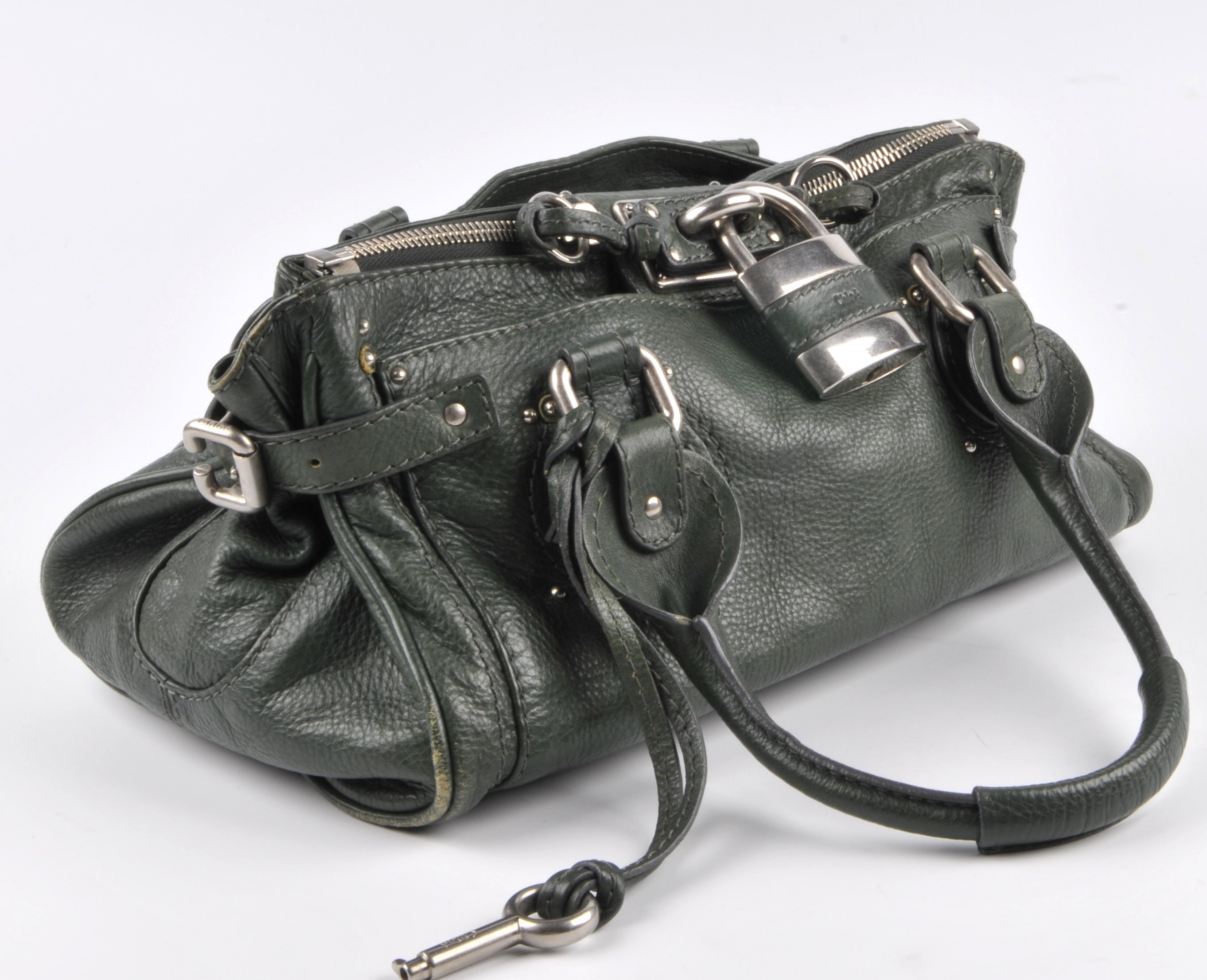 CHLOE - a green Paddington handbag. Featuring a green grained leather exterior, dual rolled - Image 2 of 6