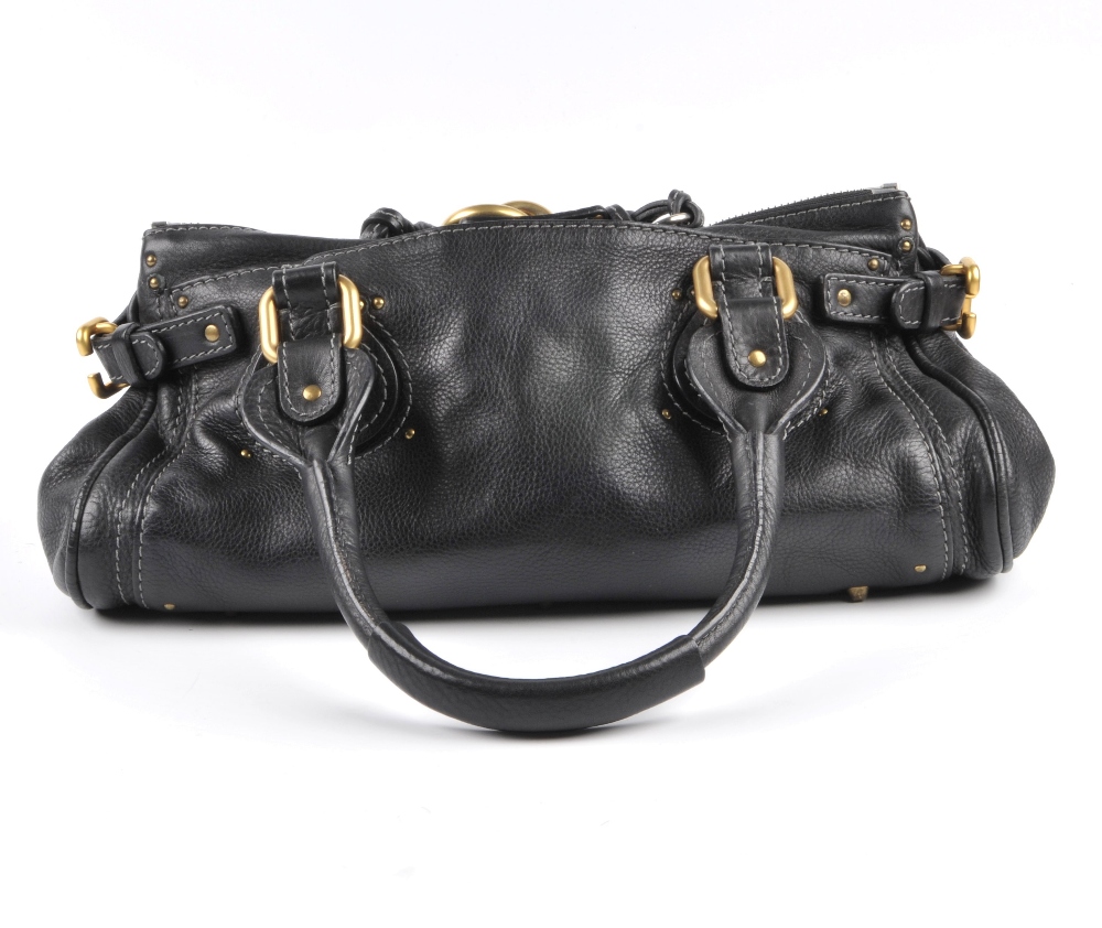 CHLOE - a black leather Paddington handbag. Featuring a black pebbled calfskin leather exterior with - Image 2 of 5