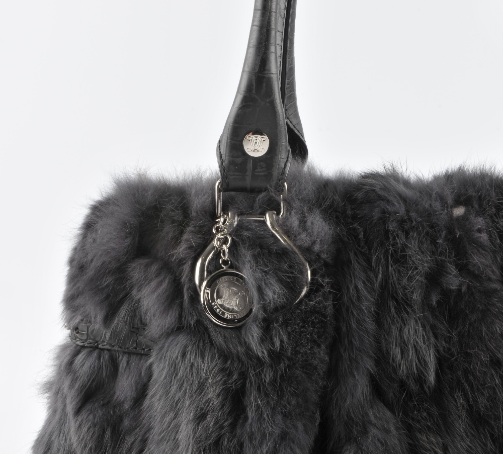 CELINE - a grey coney fur handbag. Featuring double long looping top handles, silver-tone - Image 2 of 6