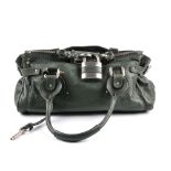 CHLOE - a green Paddington handbag. Featuring a green grained leather exterior, dual rolled