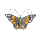 DAVID ANDERSEN - an enamel butterfly brooch. The butterfly wings in orange, black and brown